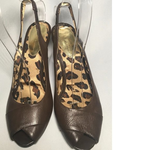 Nine & Company Brown Slingback - Open Toe Heels Sz 6M - Picture 2 of 7